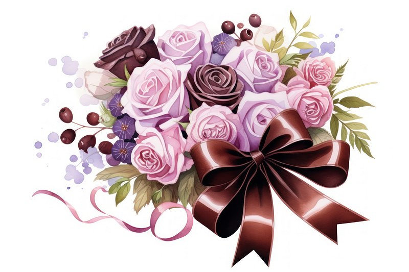 Illy bouquet ribbon flower plant.  Free Photo Illustration - rawpixel